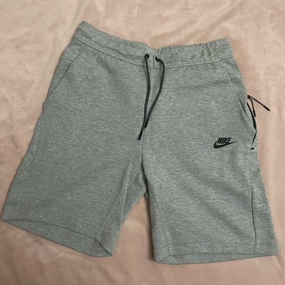 Nike Men’s Gray Grey Mélange Cotton-Blend Jersey Drawstring Shorts Size Small - Picture 3 of 8